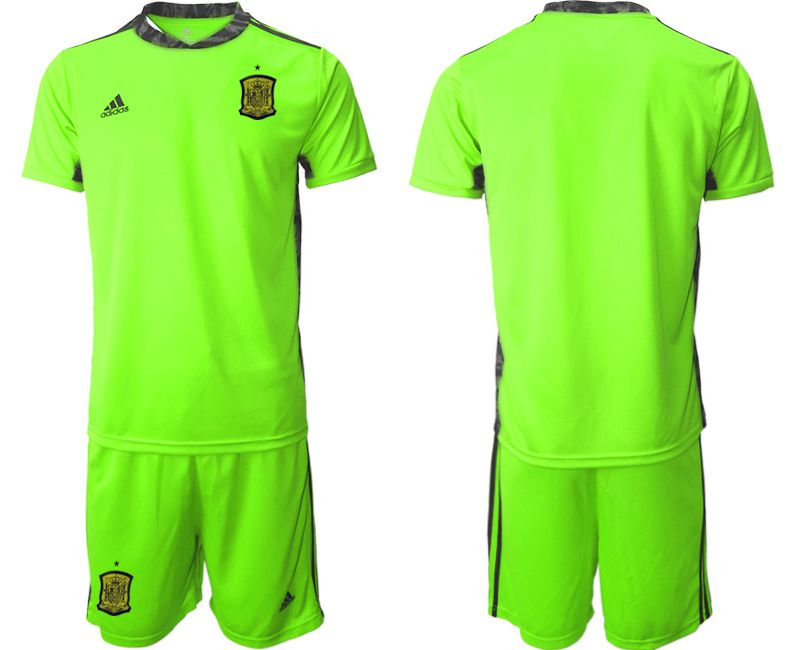 Men 2021 World Cup National Spain fluorescent green goalkeeper Soccer Jerseys->spain jersey->Soccer Country Jersey